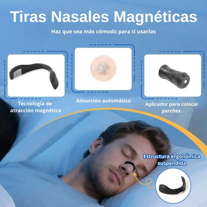 AireFlow Tiras nasales magnéticas antirronquidos