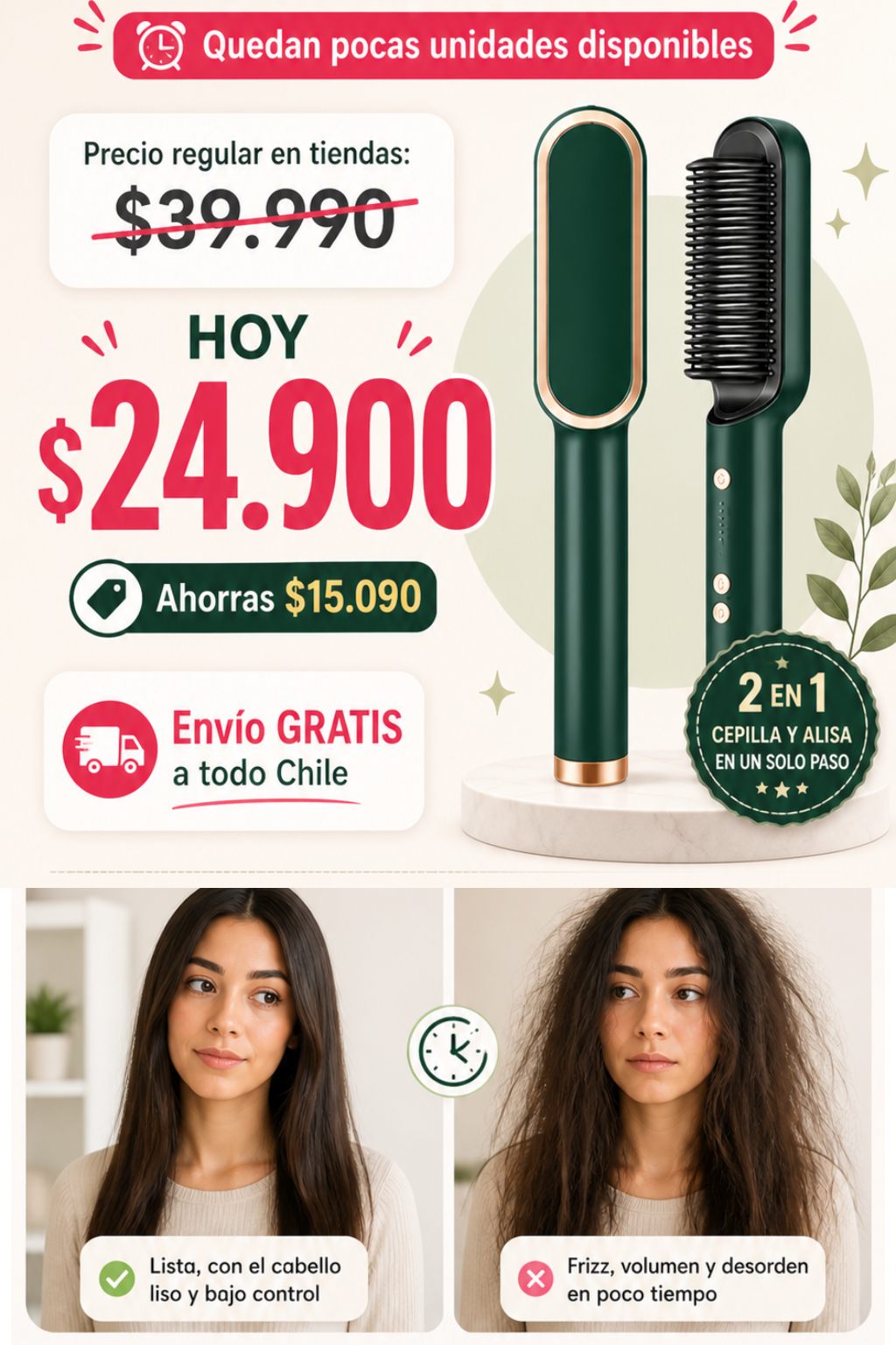 FrizzOFF Cepillo Alisador 2 en 1