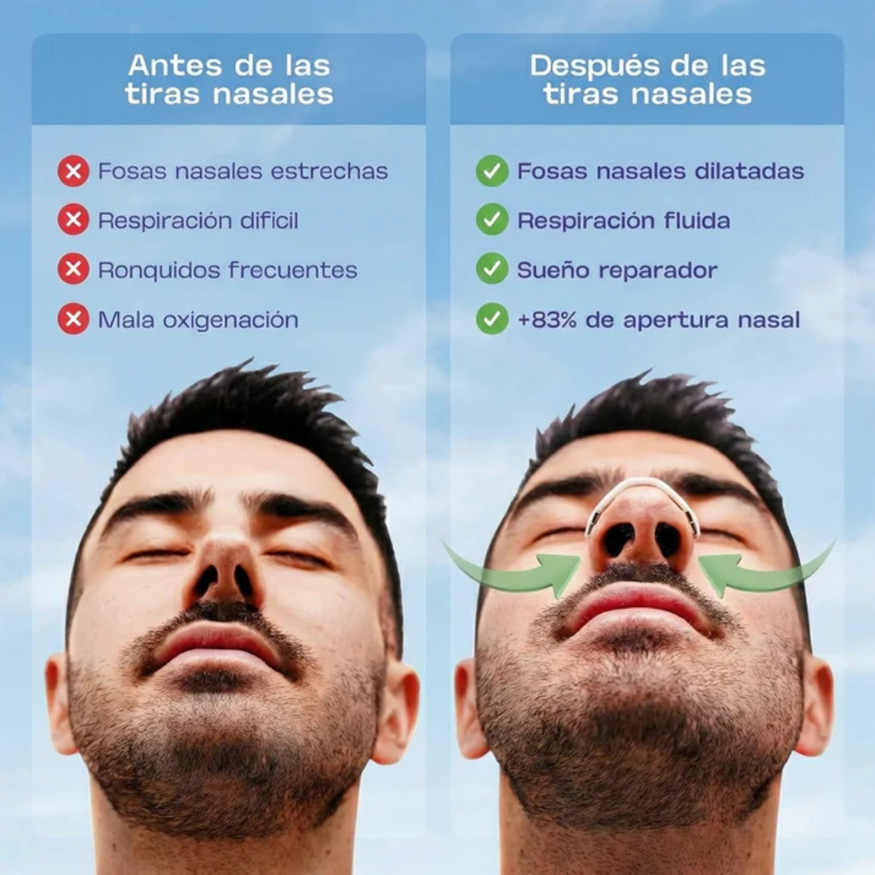 AireFlow Tiras nasales magnéticas antirronquidos